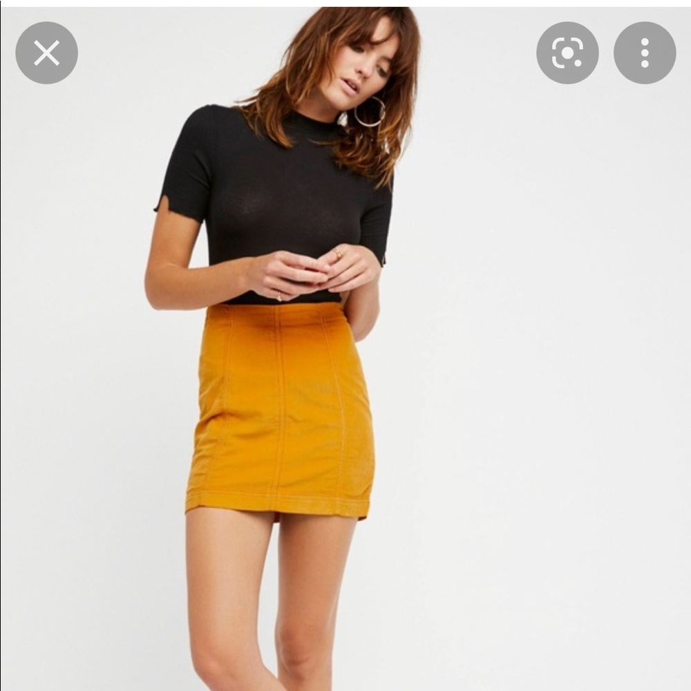 Free People modern femme cord miniskirt in mustard yellow. Size 8